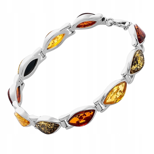Stříbrný Náramek z pravého baltský jantar ze stříbra 925 Originální