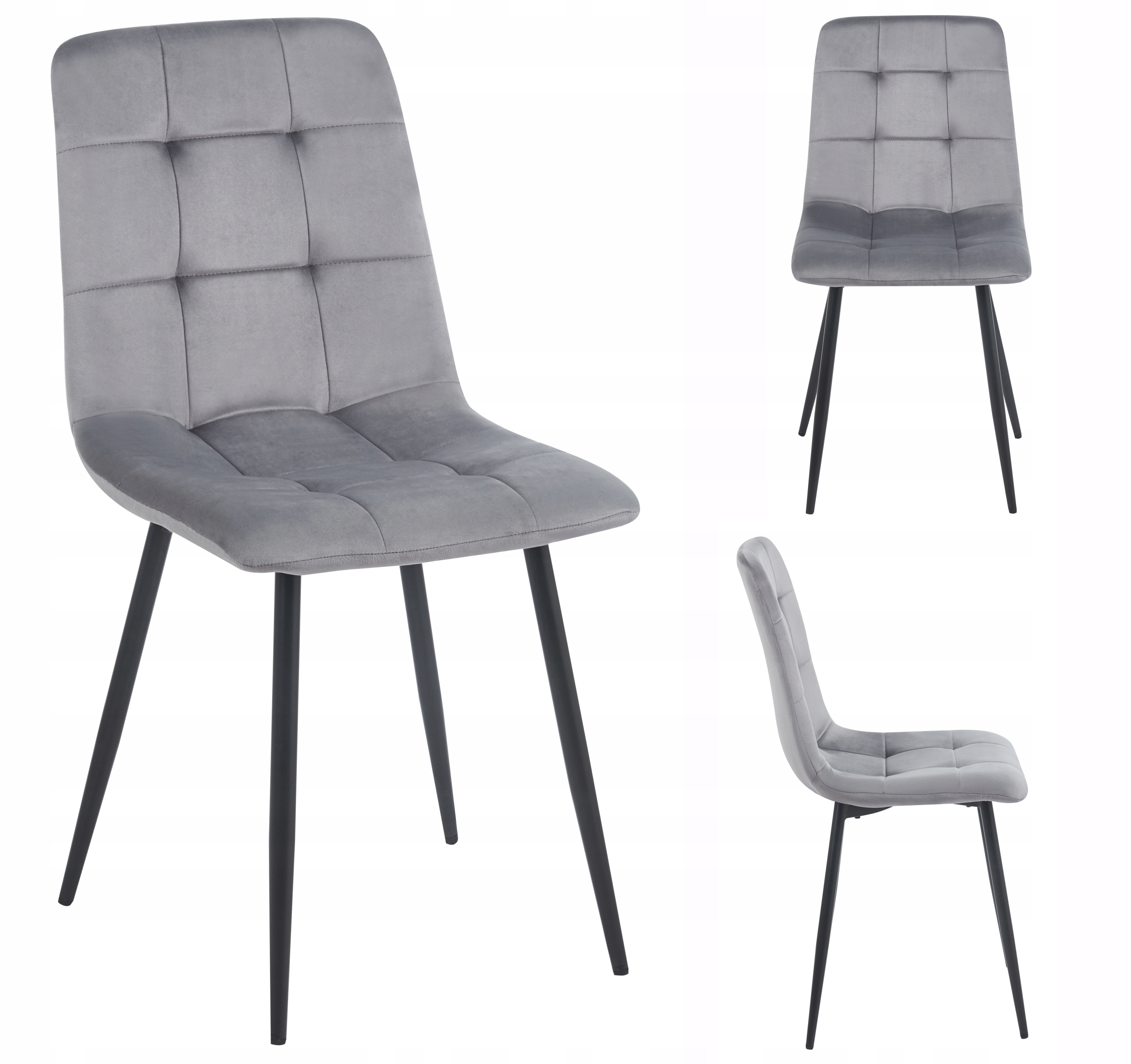 Krzesło Tapicerowane Welurowe Velvet Szare 804 Do Salonu Jadalni Kuchni