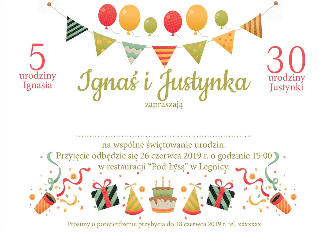 Zaproszenia urodzinowe, podwójne, podwójna okazja