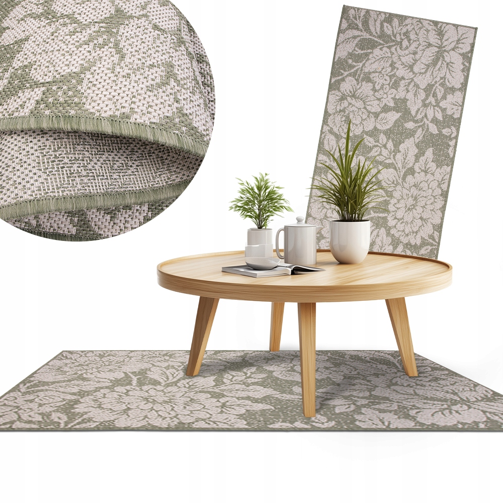 Módní venkovní koberec Lineo 80x150 zelený plochý tkaný odolný koberec #2616