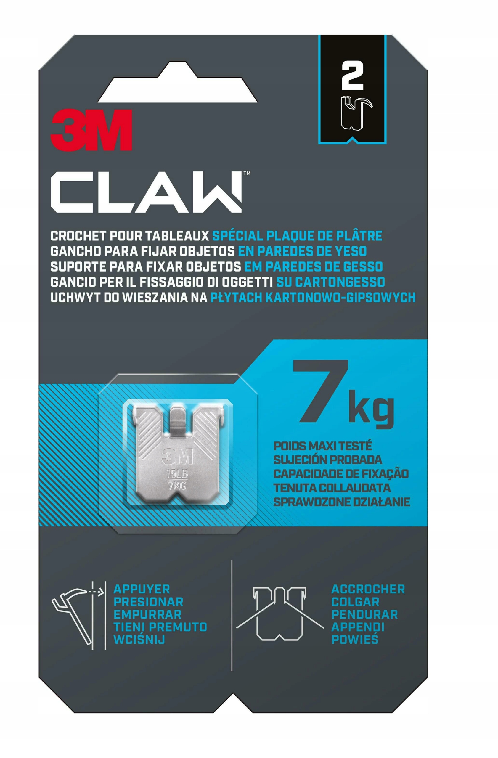 

3M Claw Uchwyt do wiesznia na płytę K-g 7kg 2szt
