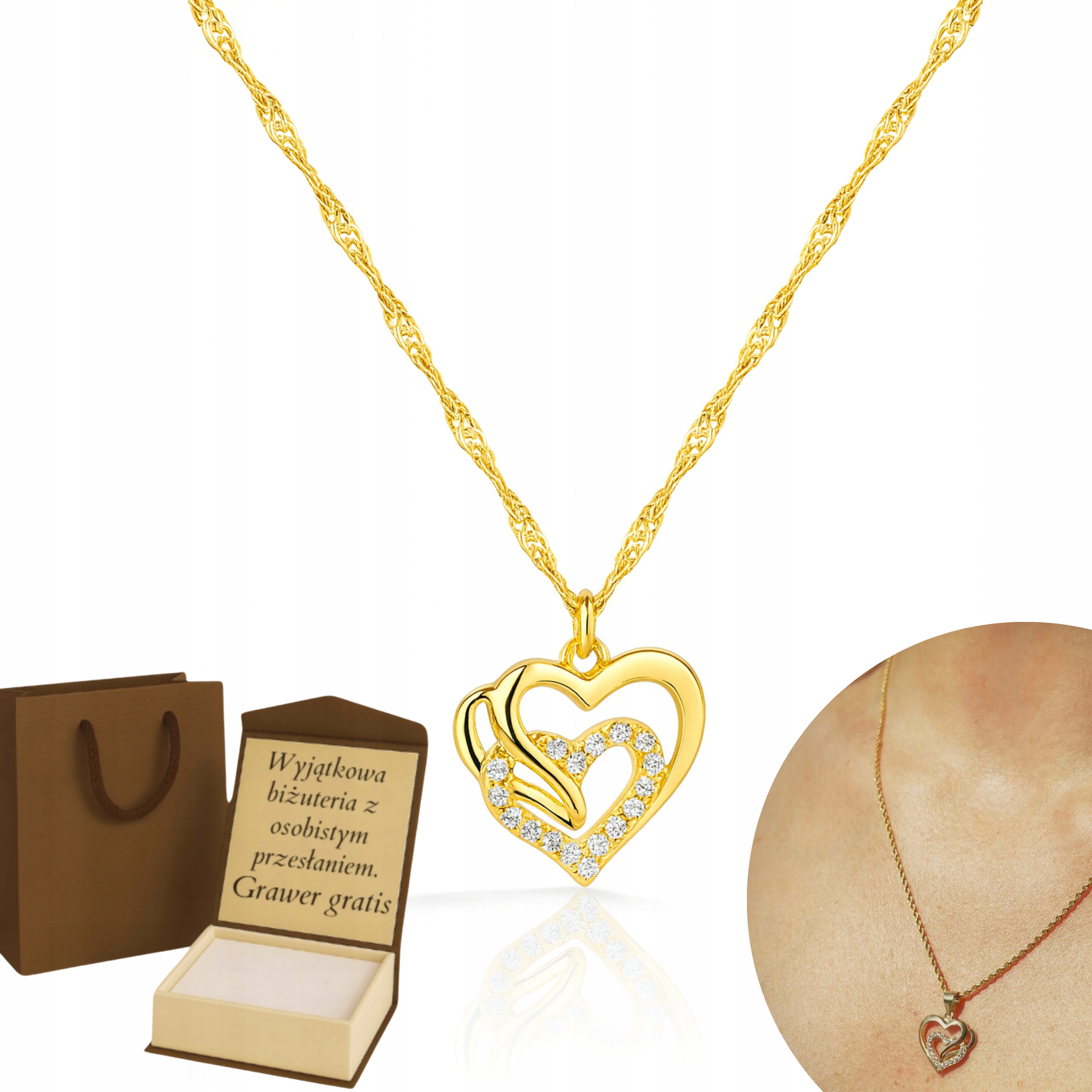 Dámský singapurský celozlatý Řetízek s přívěskem, par. 585 925 Gravírování