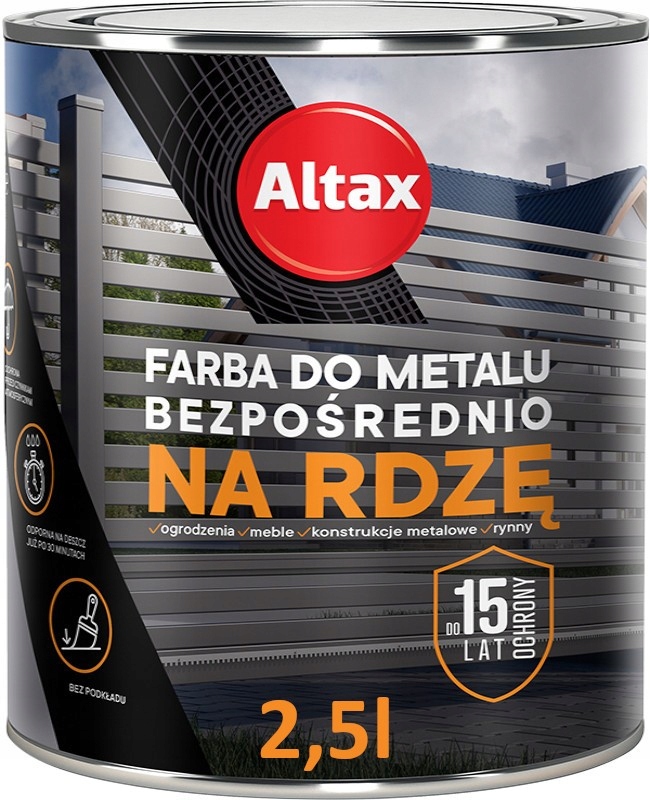 Farba Do Metalu Na Rdzę 2.5L Szary Półmat Altax