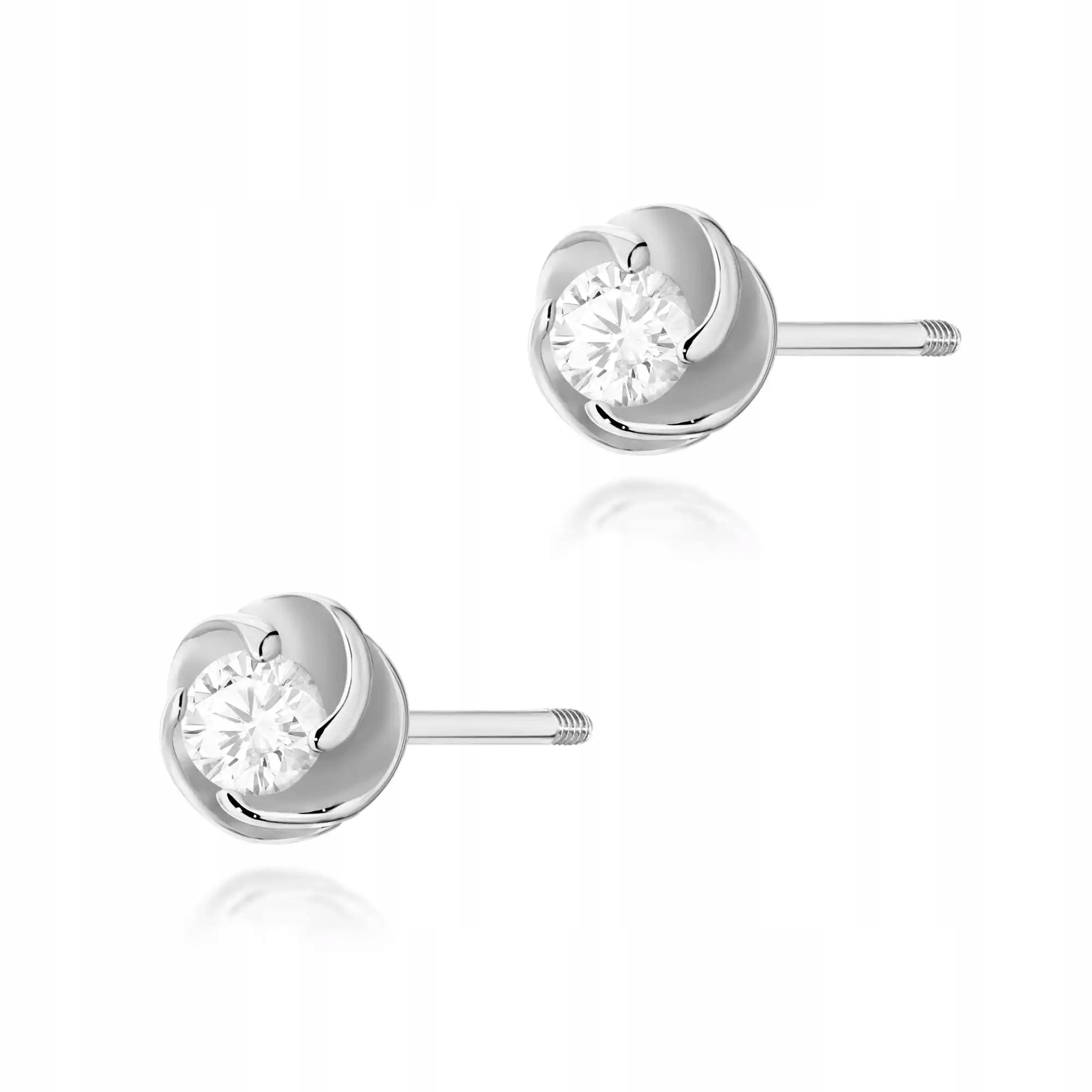 Dámské zlaté náušnice 585 s nádherným, lesklým 14karátovým diamantem pro ni