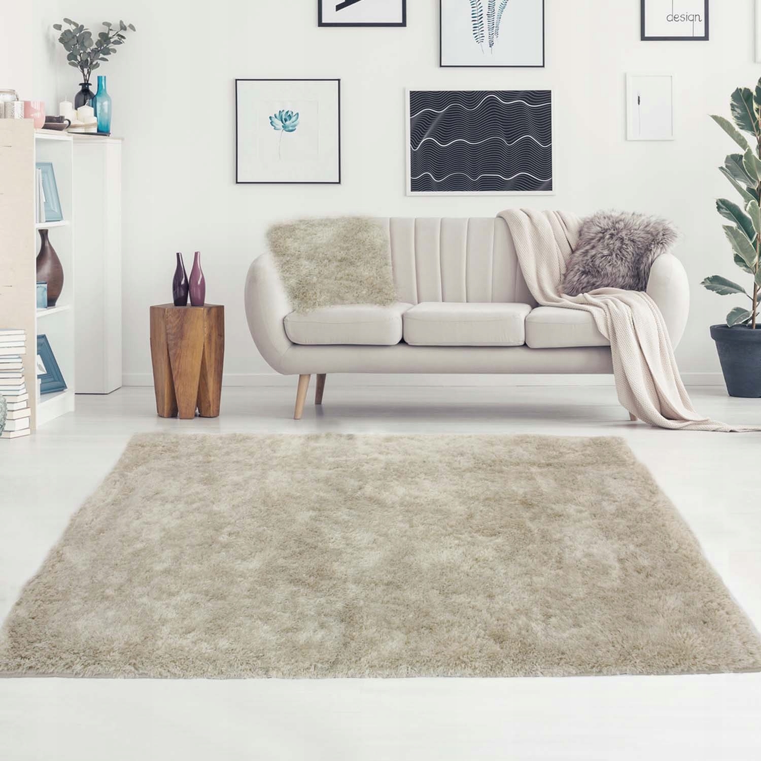 DYWAN PLUSZOWY MIĘKKI PUSZYSTY BEŻOWY SOFTI PLUSZ 60x90cm Marka ELSIMONE CARPET