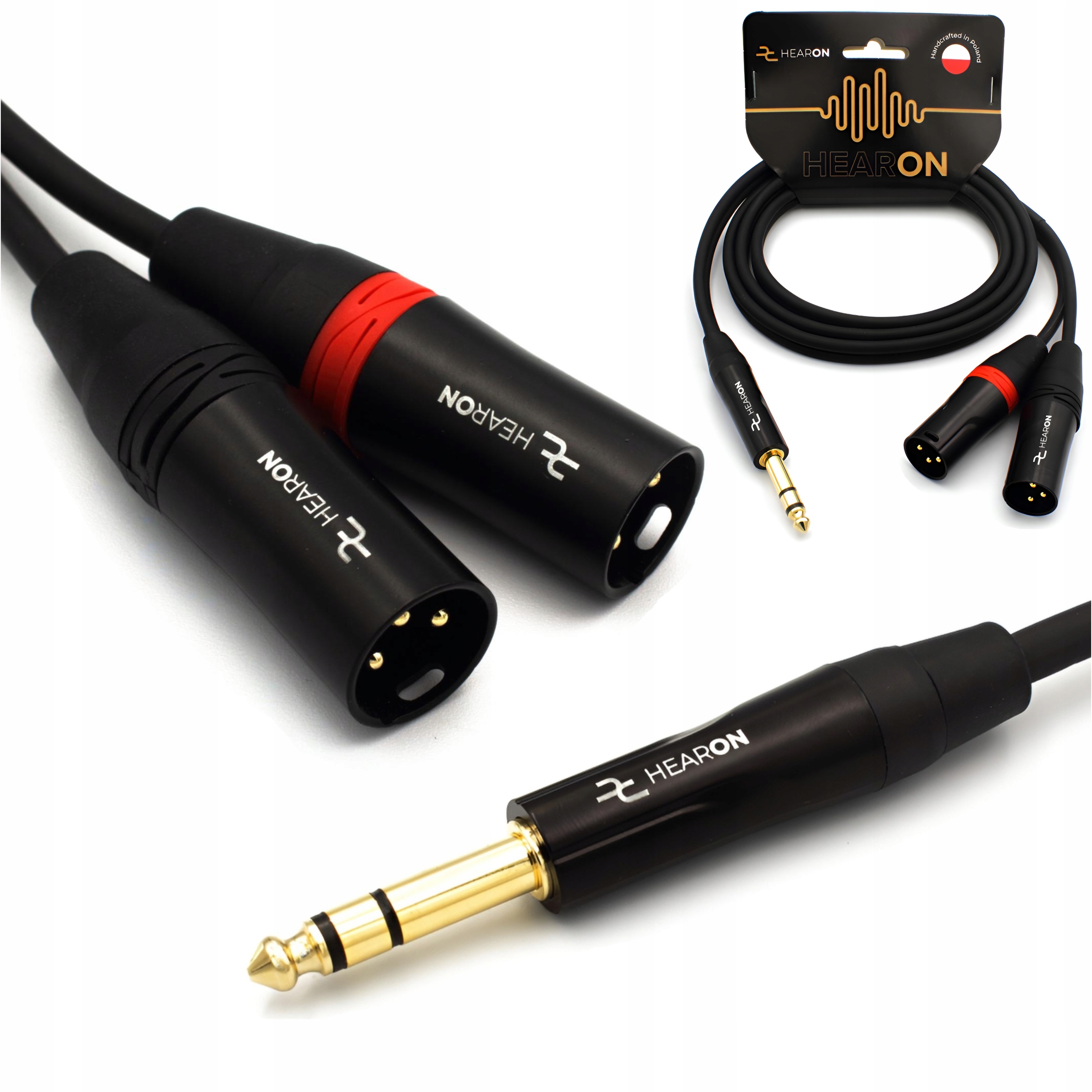 Hearon Pro Kabel sygnałowy Y Duży Jack 6.3 Trs stereo 2x Xlr Męski 3m