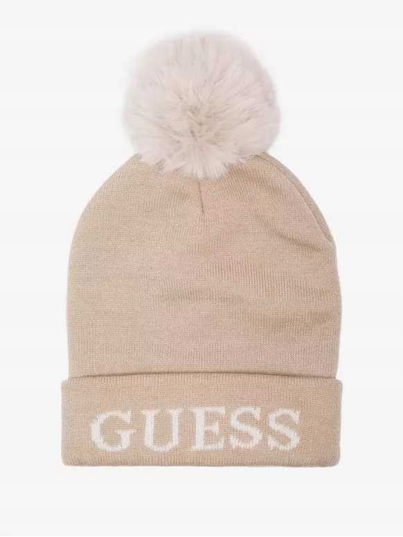 Guess dámská čepice Logo Pom hnědá