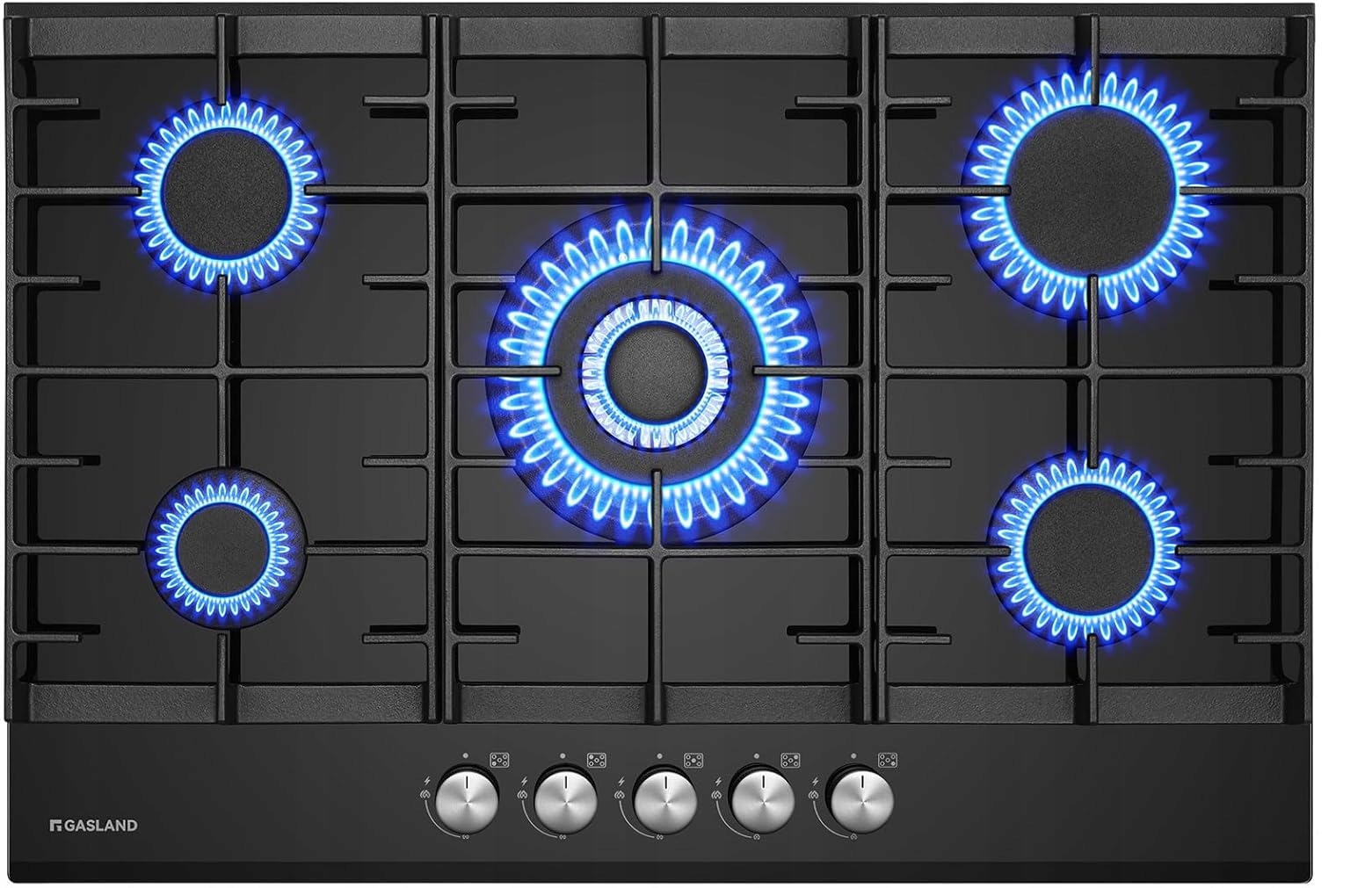 Skleněná plynová varná deska Gasland GH2805 5 hořáků 3300W/1000W 77cm Ng/lpg