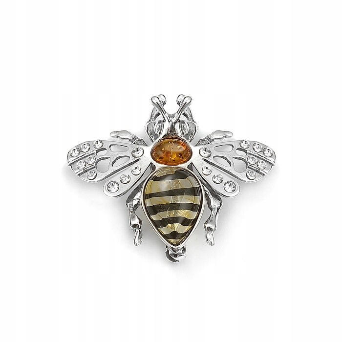 Stříbrná Brož S Jantarovým Odstínem