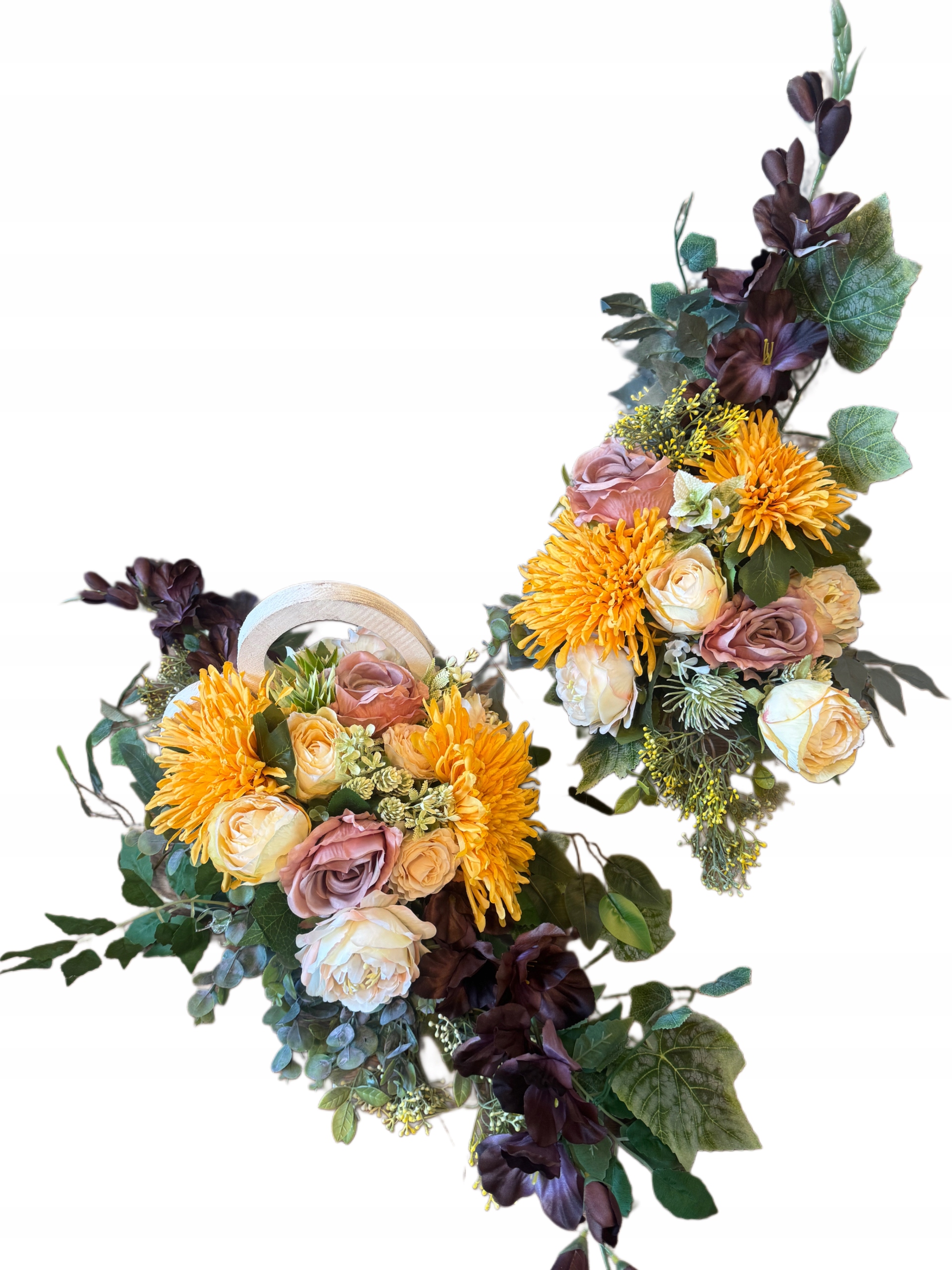 Kompozícia Viazačka Dekorácia Komplet na hrob cintorín Srdce chryzantéma zlatá