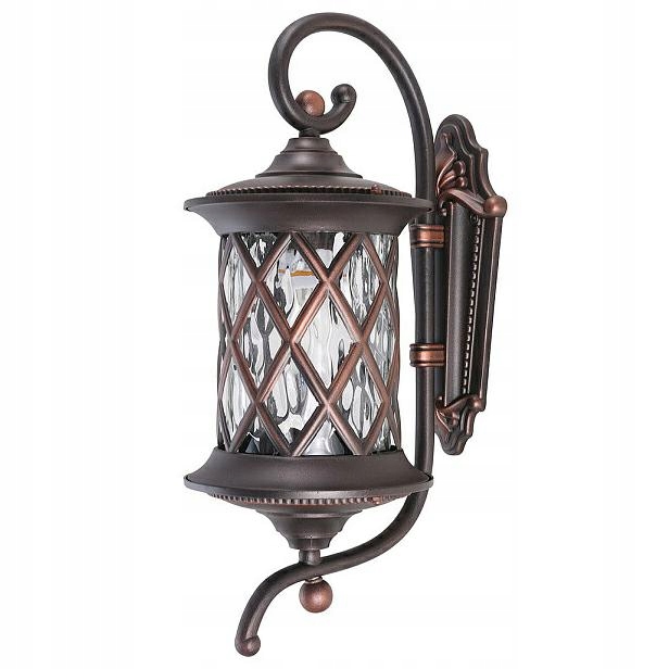 Dom Vonkajšia nástenná lampa Lantern čierna zlatá sklenená 1xE27 IP23