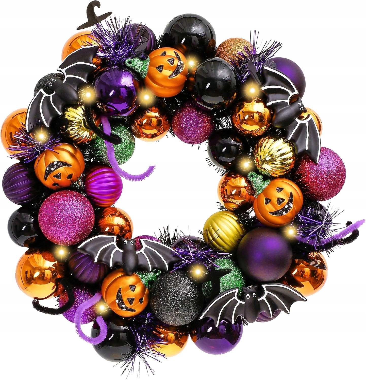 Halloweenský věnec, Ø 30 cm, s Led osvětlením