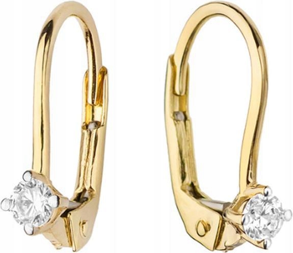 Zlaté náušnice 585 s přírodními diamanty 0,14ct, moderní design, dárek, 14k