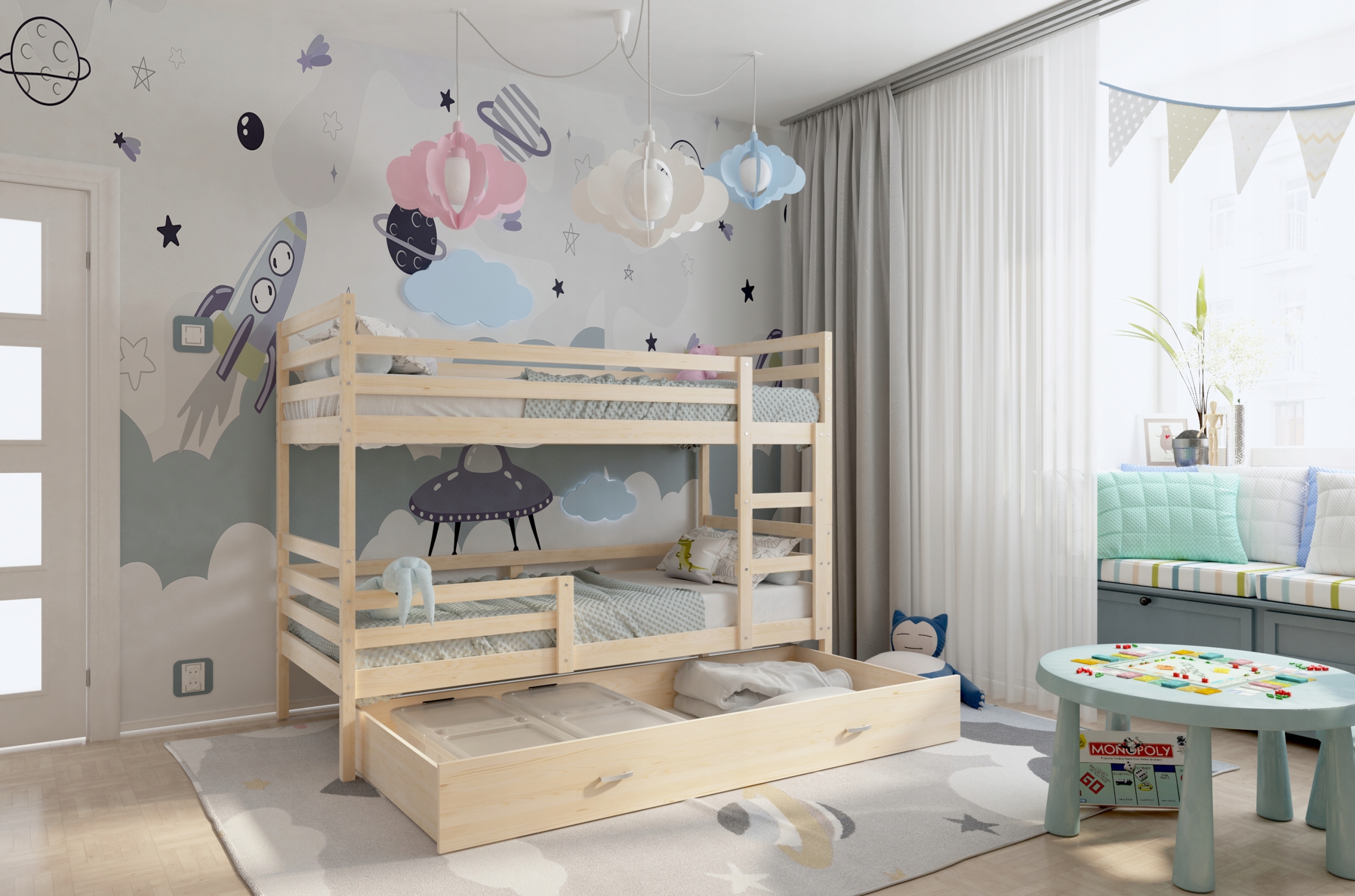 Łóżko piętrowe 160x80 białe JACEK Marka AJKmeble