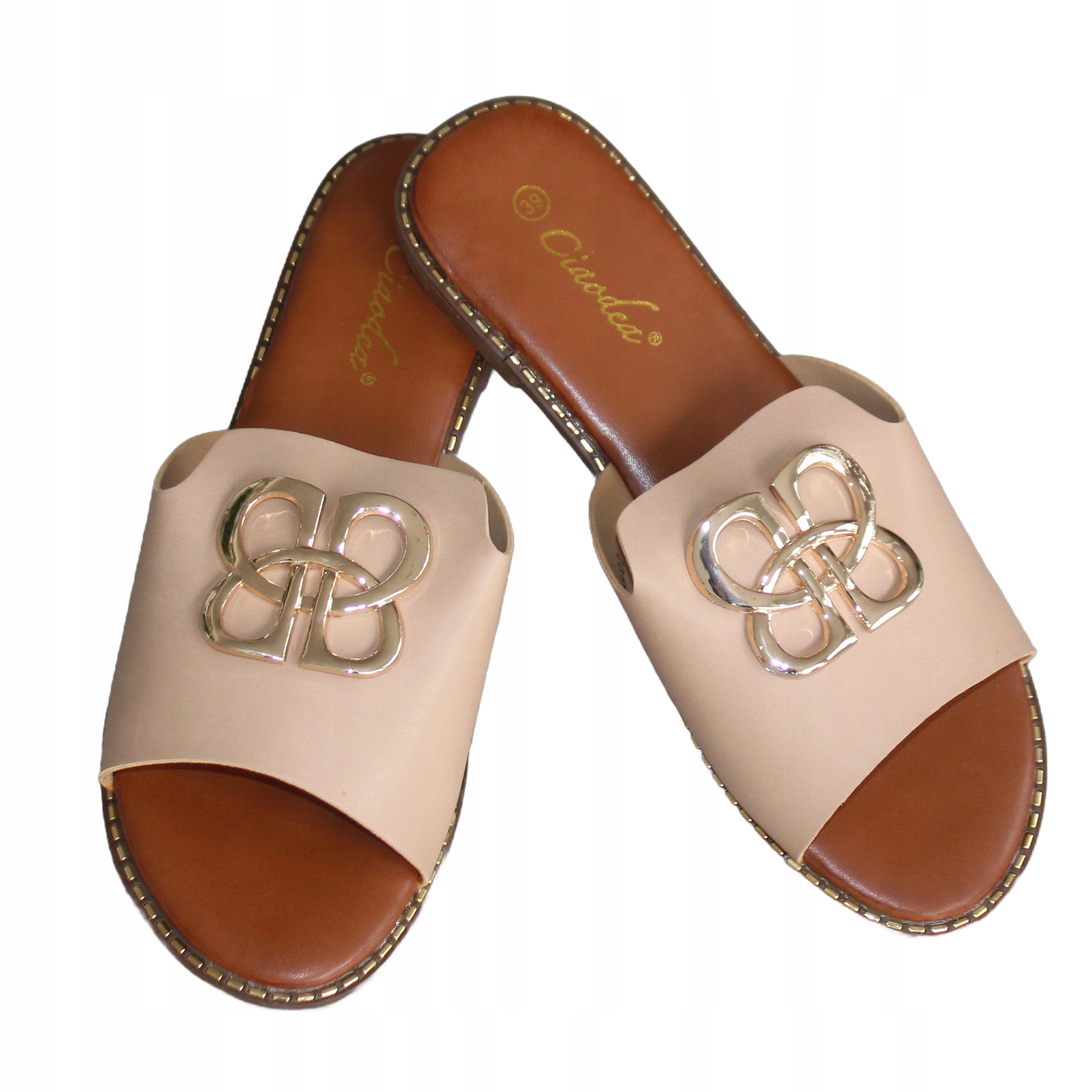 Dámské nazouváky klasické béžové ploché velikost 39 25 cm