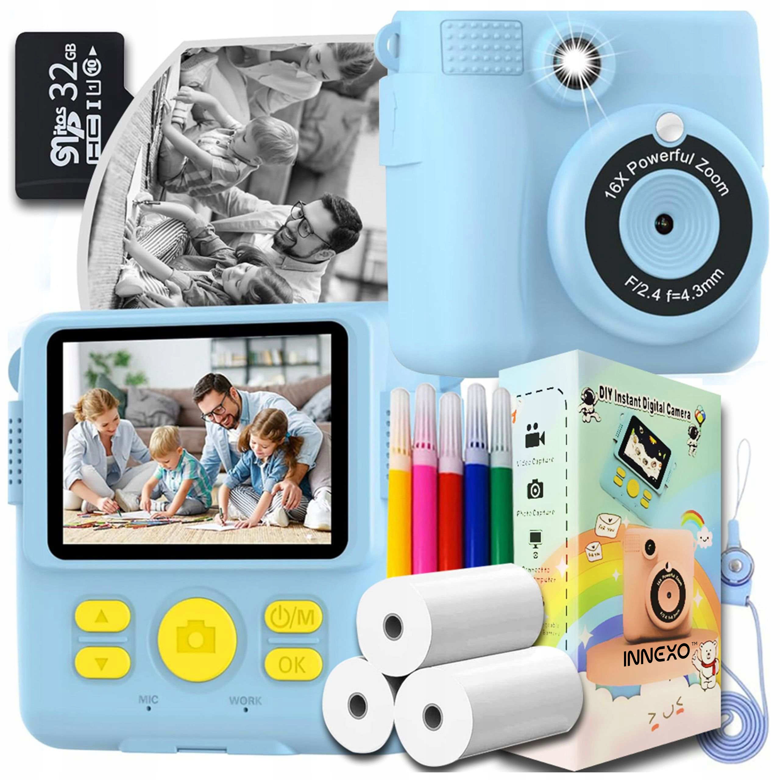 Fotoaparát pro děti digitální Okamžitý s tiskárnou Náplně
