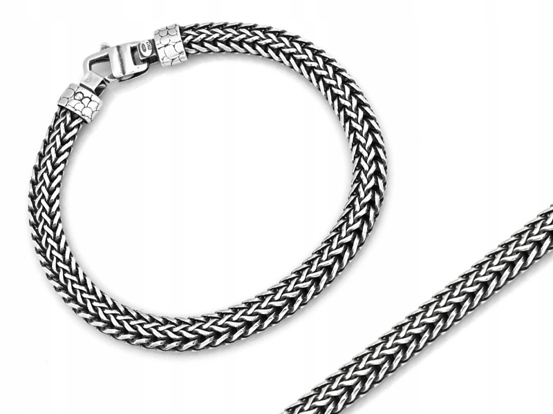 Pánský stříbrný náramek s řetízkem 925, oxidovaný, 22.62 g jako dárek