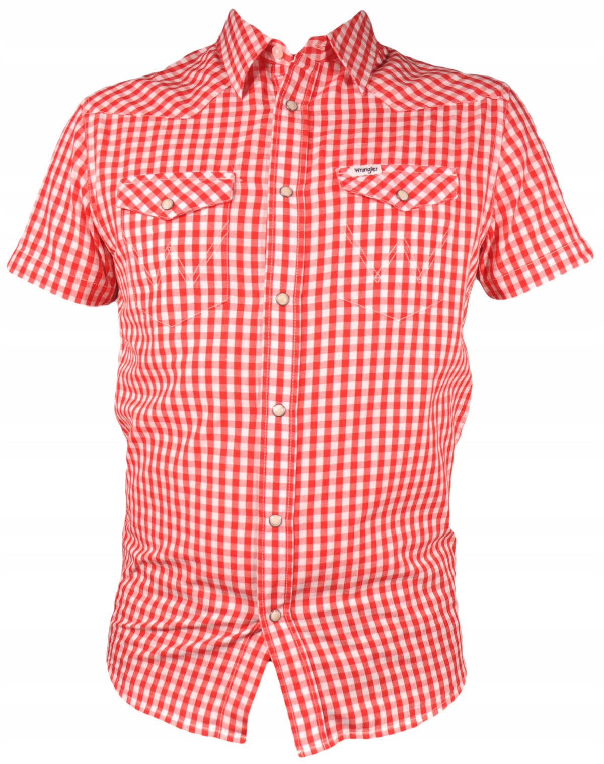 Červeno-bílá kostkovaná košile Wrangler s dlouhým rukávem a logem