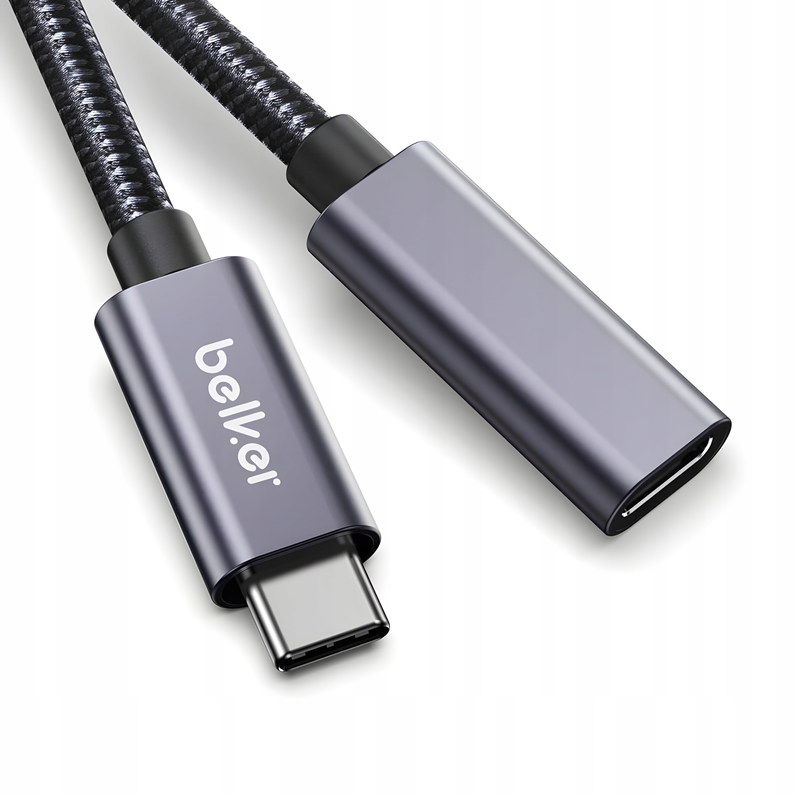 BELKER SZYBKI PRZEDŁUŻACZ 0.5m KABLA USB-C 10Gbps MOCNY PRZEWÓD W OPLOCIE