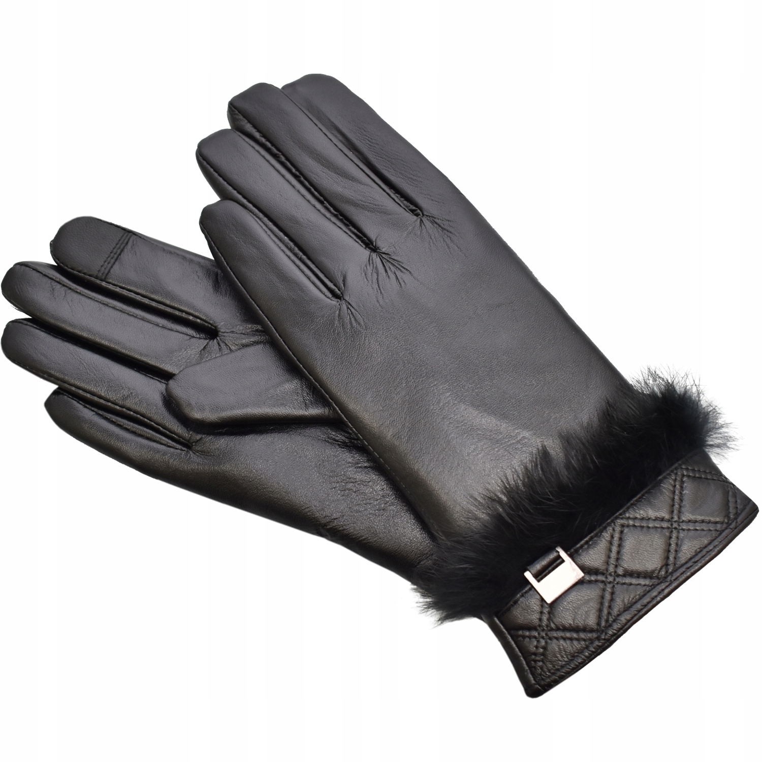 RĘKAWICZKI SKÓRZANE DAMSKIE ANTYBAKTER. CZARNE - L