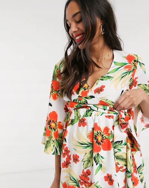 UNIQUE 21 MATERNITY SPÓDNICA DAMSKA KWIATY 42 DUP Materiał dominujący poliester