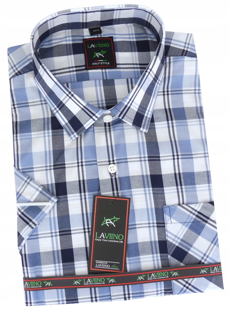 

Elegancka Koszula Męska w kratę krótki rękaw 39/40
