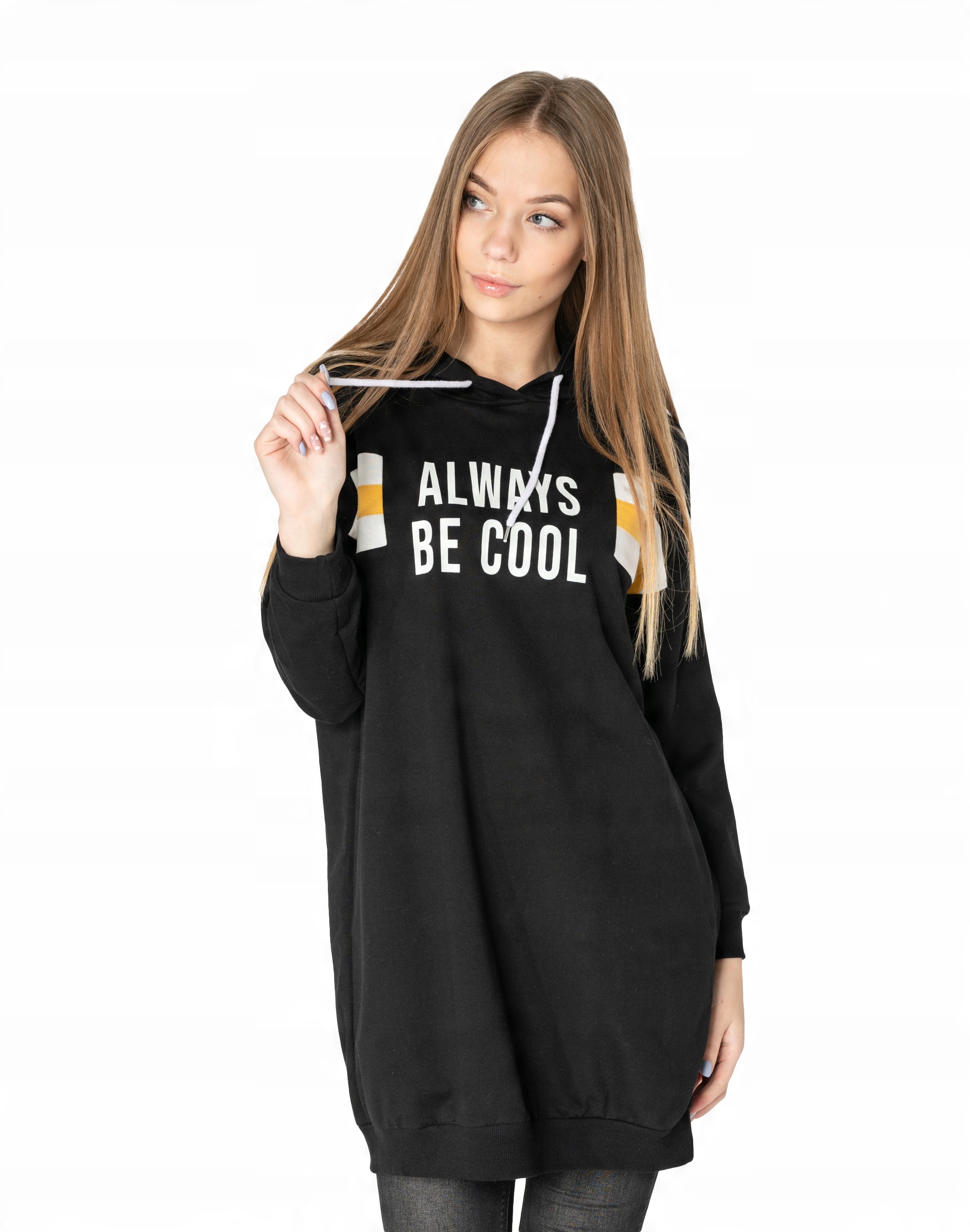 

Długa Bluza Damska z Kapturem Tunika 4561-1 r L