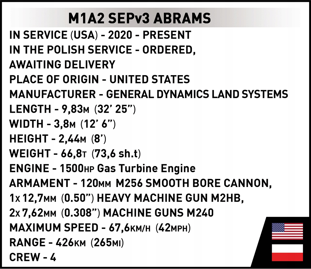 KLOCKI COBI 2623 CZOŁG M1A2 SEPV3 ABRAMS SYRENKA Certyfikaty, opinie, atesty CE