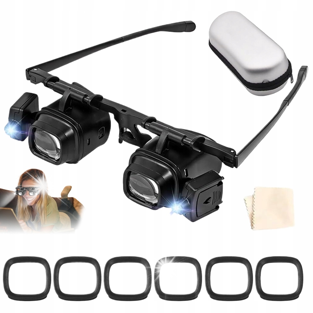 OKULARY POWIĘKSZAJĄCE LED 2.0X 6.0X 10.0X 24.0X NA GŁOWĘ REGULACJA