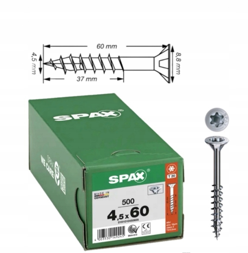 Univerzální vrut do dřeva spax 4,5 x 60 Wirox Txtg 500 ks