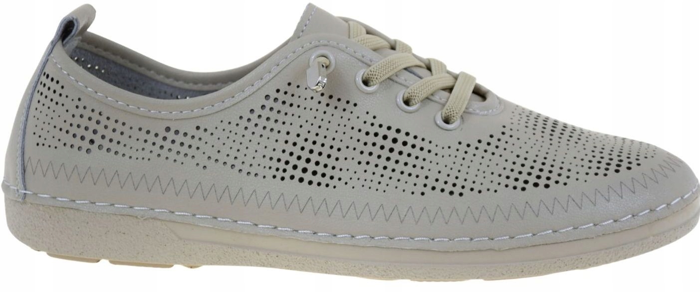 Béžové dámské kožené ažurové pohodlné polobotky S.barski LR61-7083 VEL.37