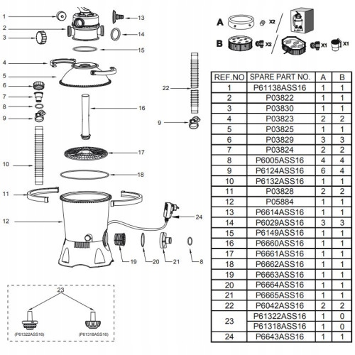 Rura kubła filtra piaskowego BESTWAY 58515 58397 Kod producenta P6660