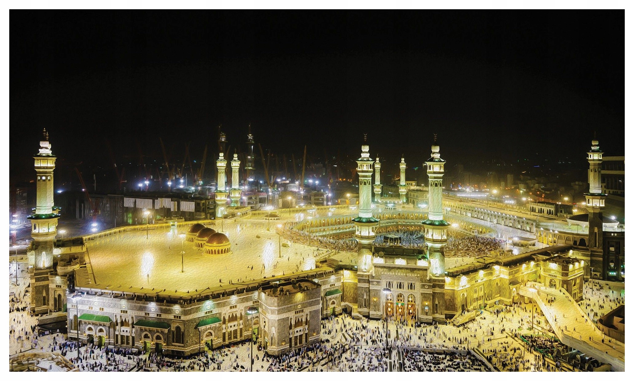 Fototapeta Kaaba Mekka Al-Haram v noci vinylová 416x254 lepidlo