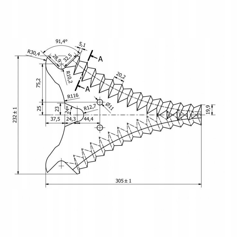 Nóż do przyczepy samozbierającej Strautmann 504.36.501/507 - zamiennik Marka maszyny Inna