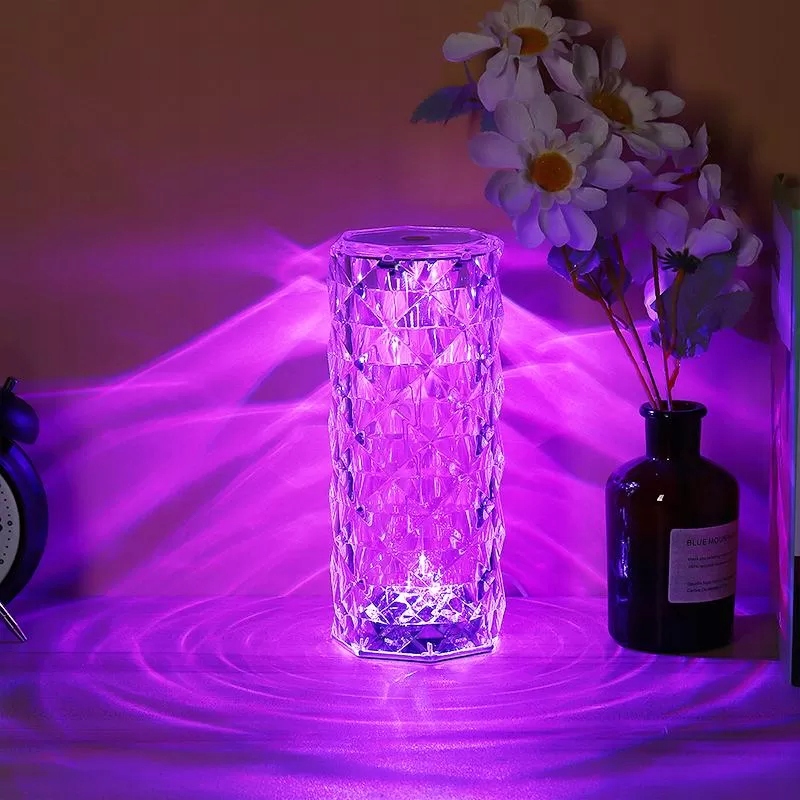 Lampka Nocna Aurelis Crystal LED RGB PILOT| PREZENT na ŚWIĘTA Zasilanie akumulatorowe sieciowe