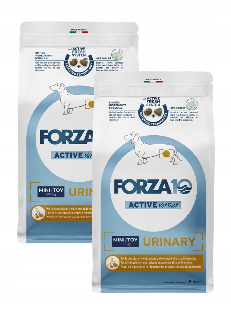 Forza10 Veterinární dieta Urinary Active Mini & Toy pro psa 2 x 1,5 kg
