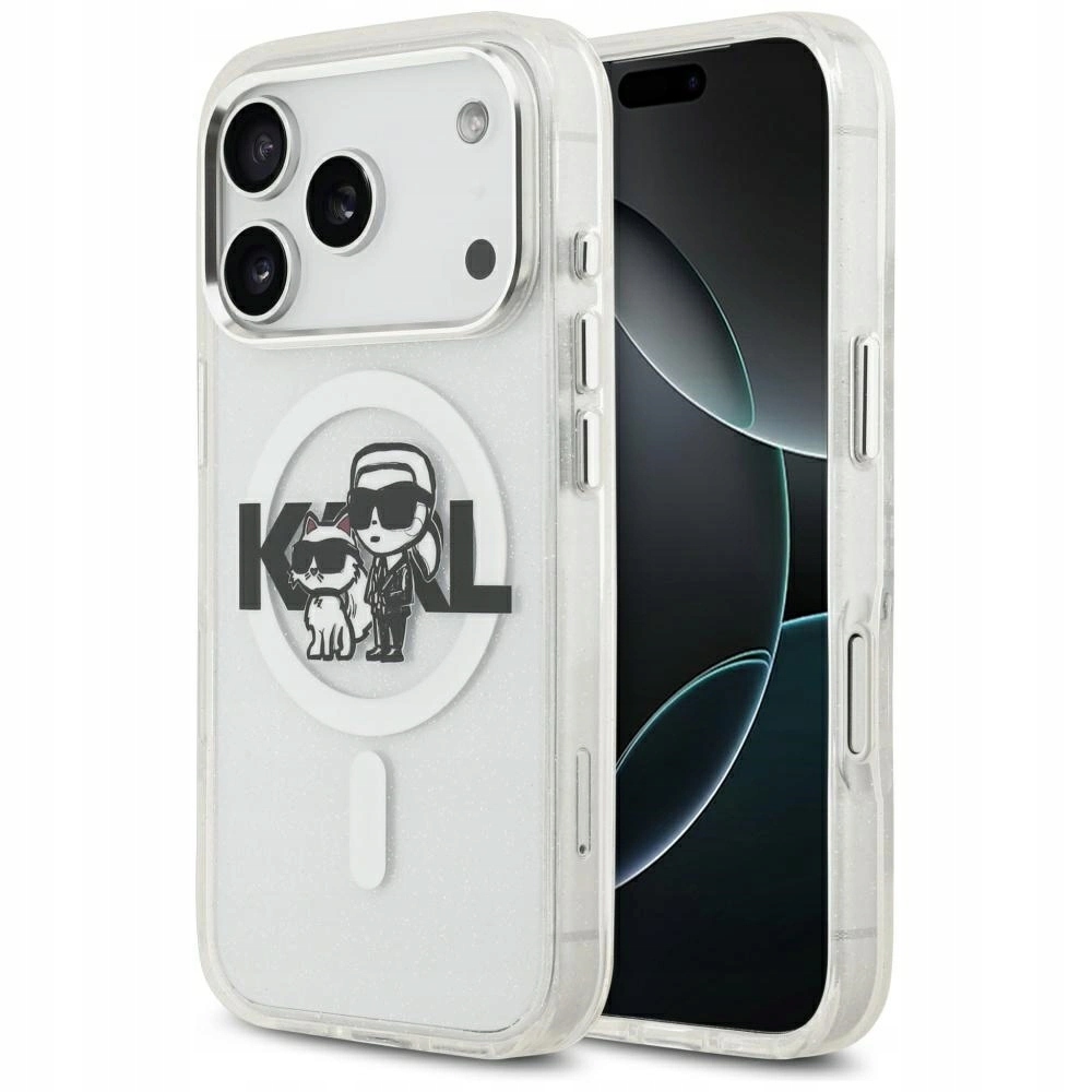 Karl Lagerfeld Pouzdro IML Glitter Karl & Choupette Sketch Logo Magsafe