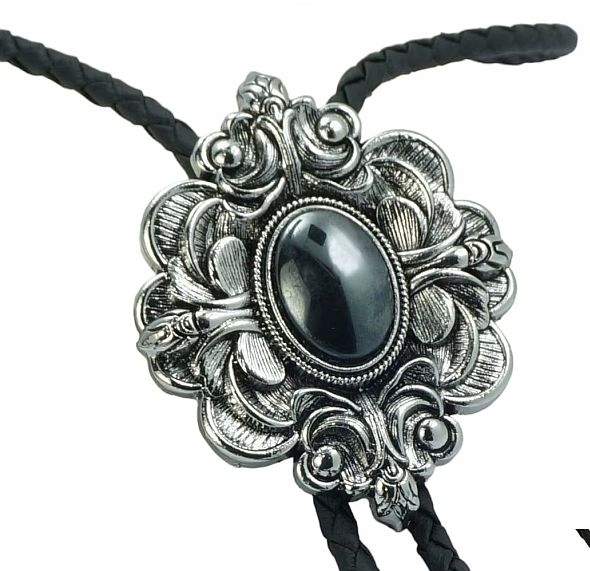 Ozdobný vzor Hematit kravata bolo western syntetická ekologická pletenina