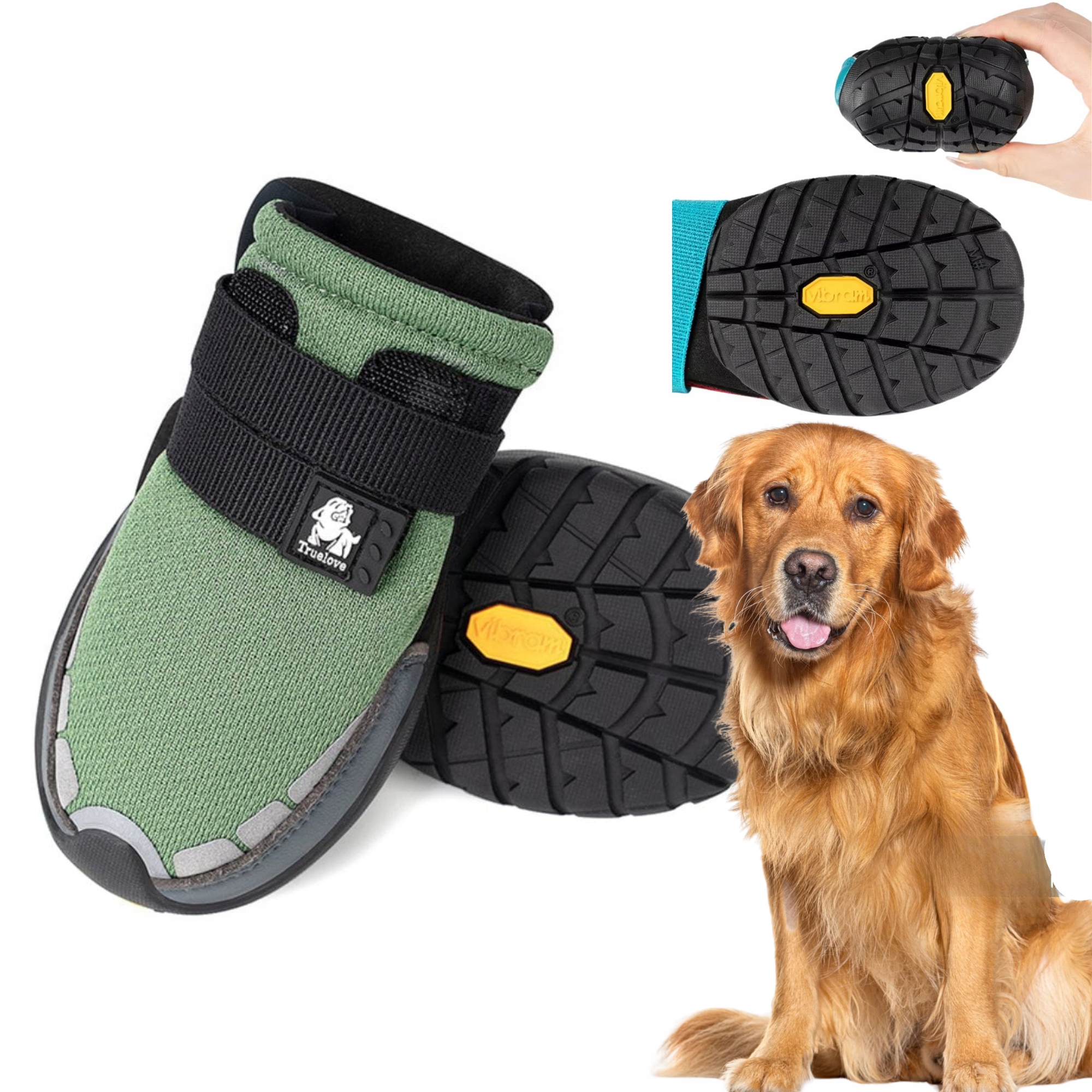 Levně Boty Pro Psa Truelove On Track Podrážka Vibram XL (2 ks) 7,6 cm Zelená