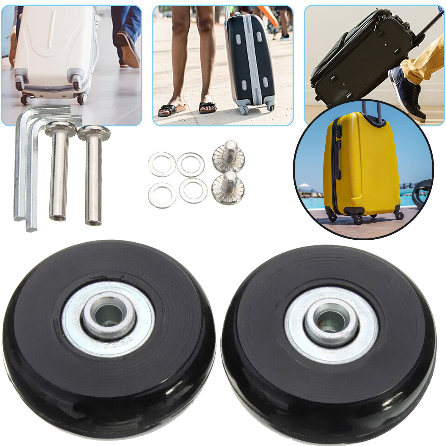 4 SZT ZAPASOWYCH KÓŁ DO BAGAŻU WALIZKI UNIWERSALNE KÓŁKA ZAPASOWE 50MMX18MM