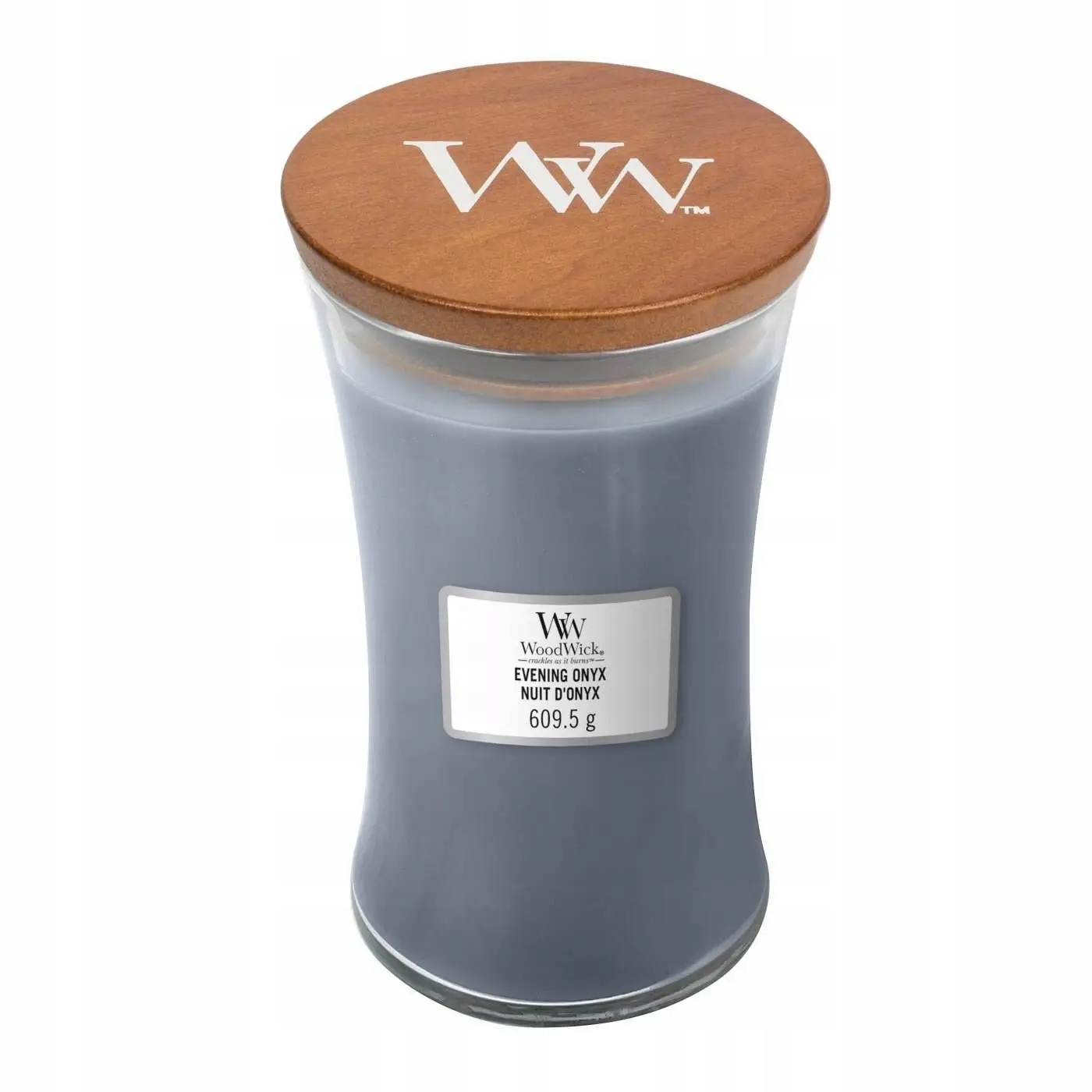 WoodWick – Evening Onyx – velká vonná svíčka s dřevěným knotem