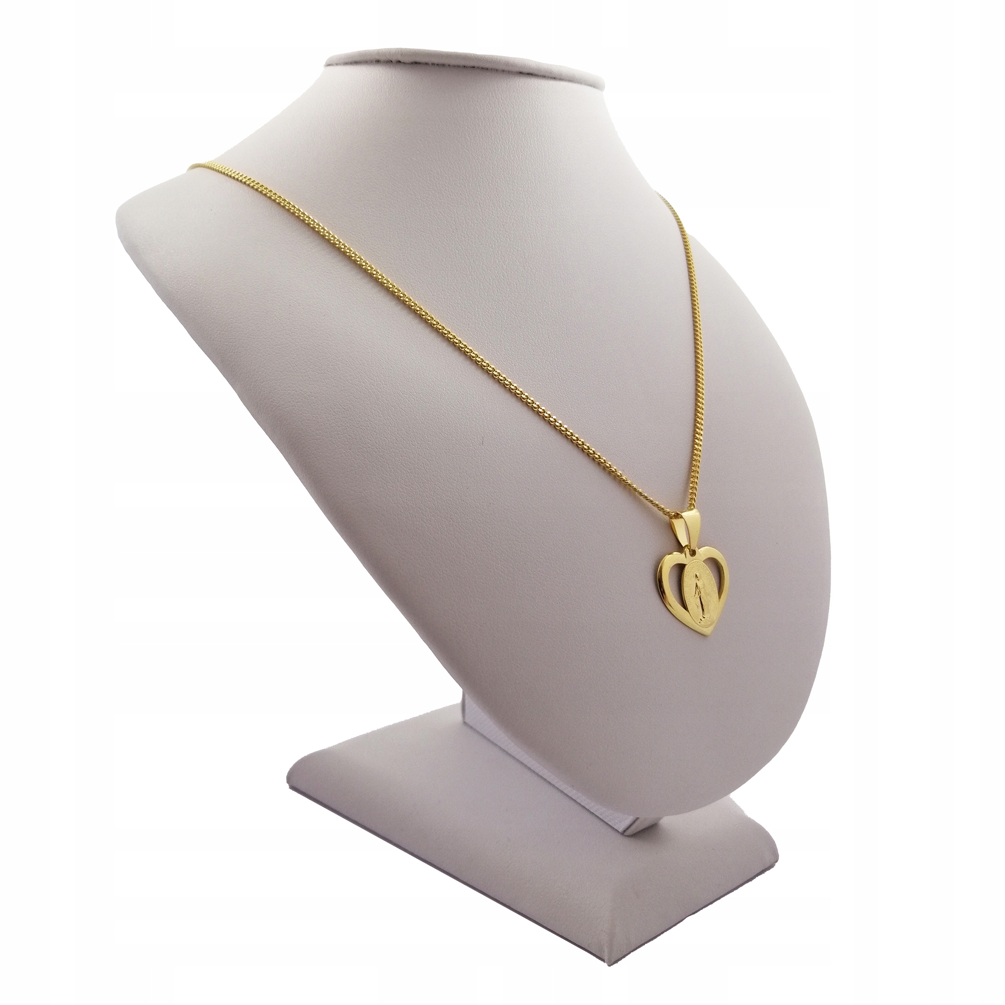 ZŁOTY ŁAŃCUSZEK + MEDALIK MATKA BOSKA W SERCU 925 Długość całkowita 50 cm