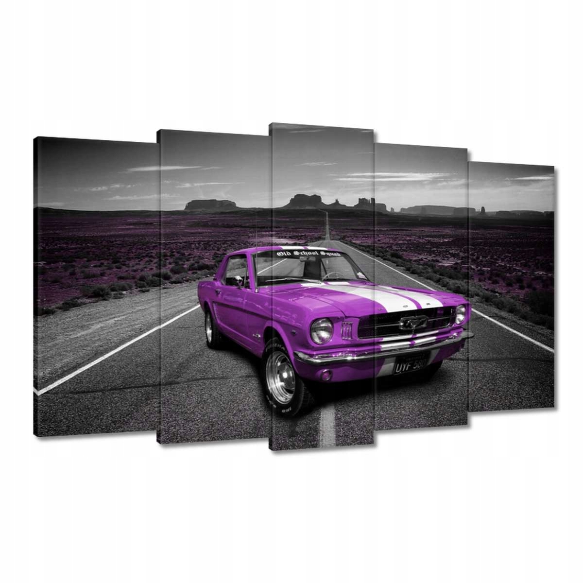 Obrazy 100x60 Fialový Ford Mustang na zadní straně