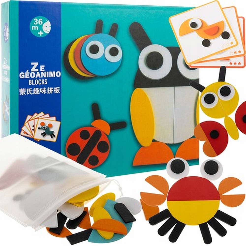 

Montessori Układanka Logika Mozaika Drewno Animal