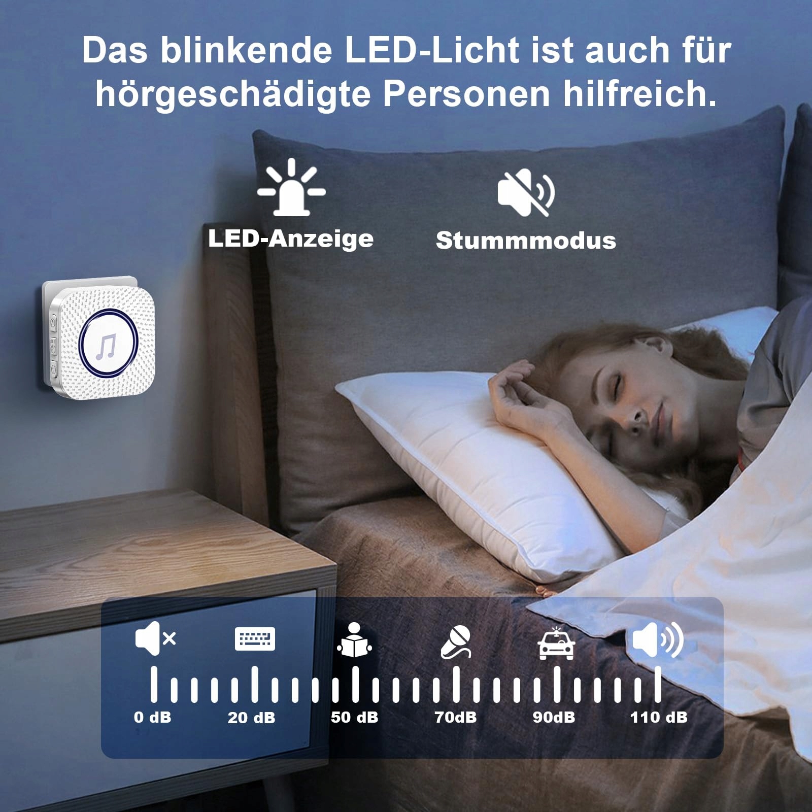 SURFOU BEZPRZEWODOWY DZWONEK DO DRZWI 400M LED 55 MELODII — miniatura 5