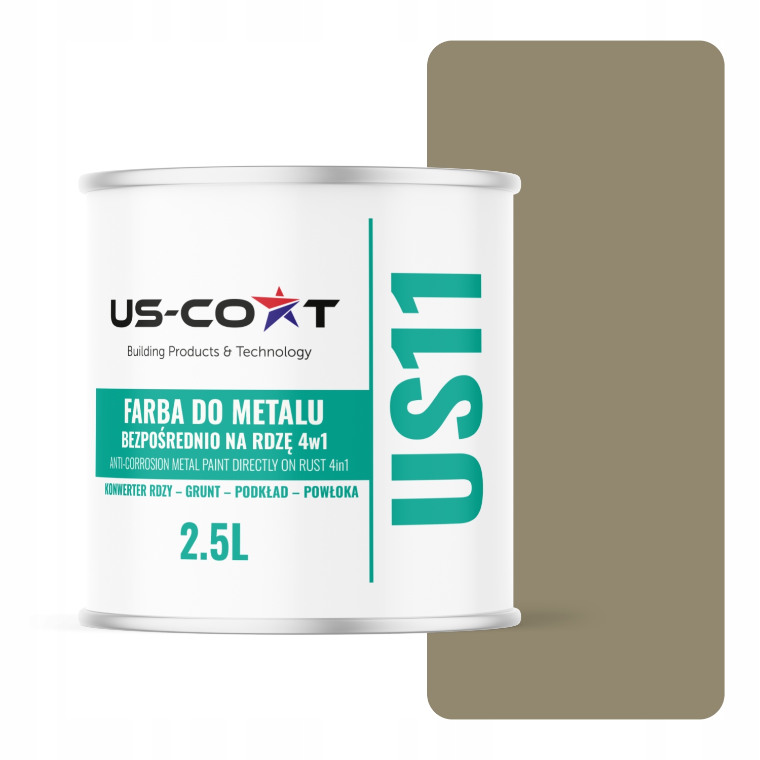 Farba Na Kov Na Hrdzu Plechová Oceľ 4v1 Šedo Žltá RAL7034 Polomat 2,5L