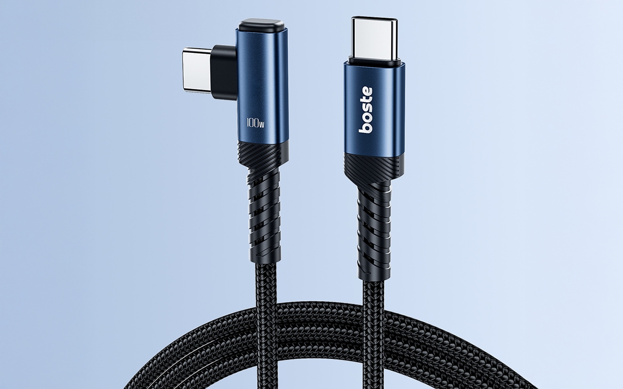 BOSTE SZYBKI I MOCNY KABEL KĄTOWY PRZEWÓD USB-C DO TYPE-C 100W PD QC 2M Stan opakowania oryginalne
