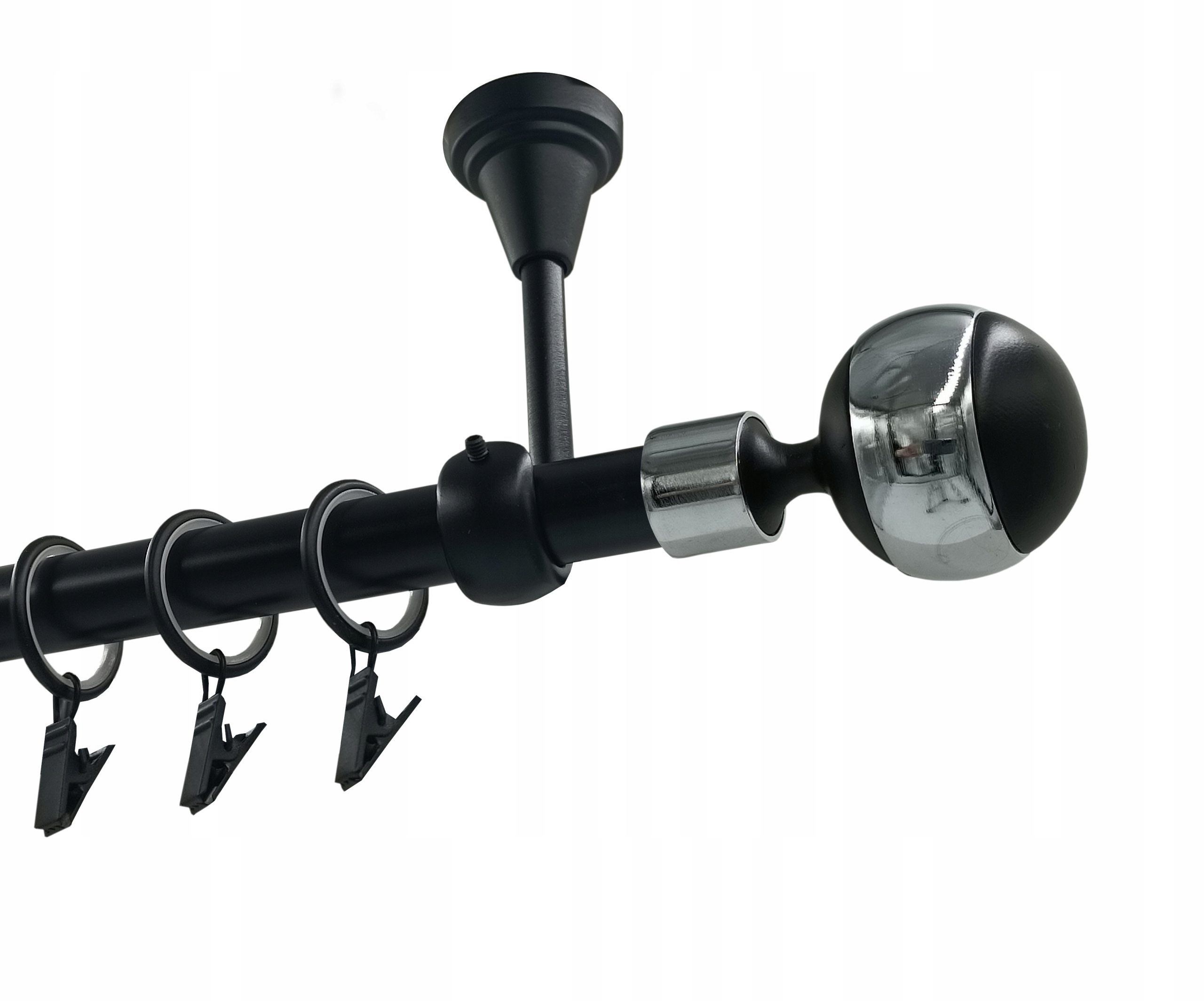 Jednoduchá garnýž Kovový Stropní 19mm Černý Mat 140 Cm Kula Black&chrom