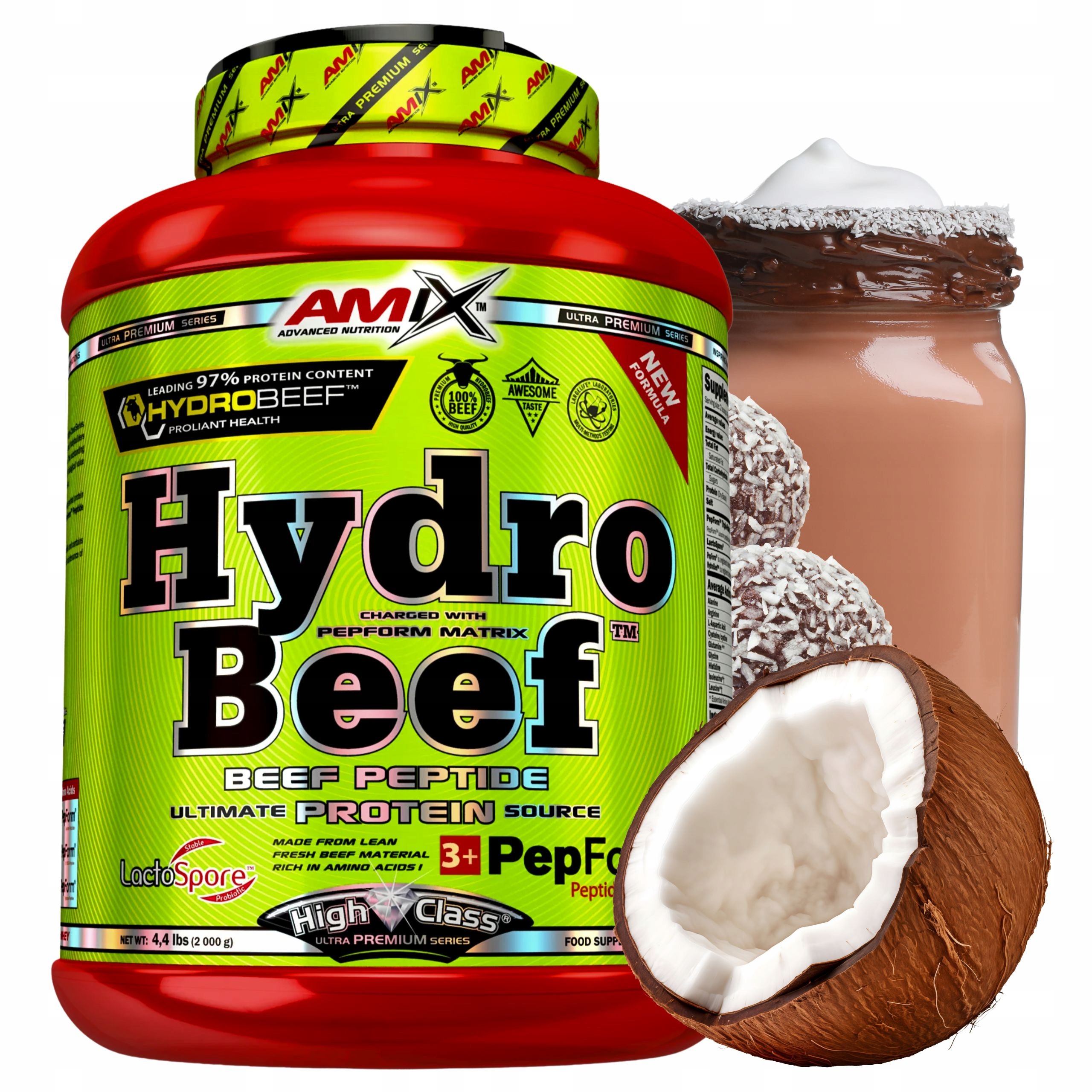 Hovězí protein Hydrolyzát Wph Čokoláda Kokos 2000 g Hydro Beef Doplněk Stravy