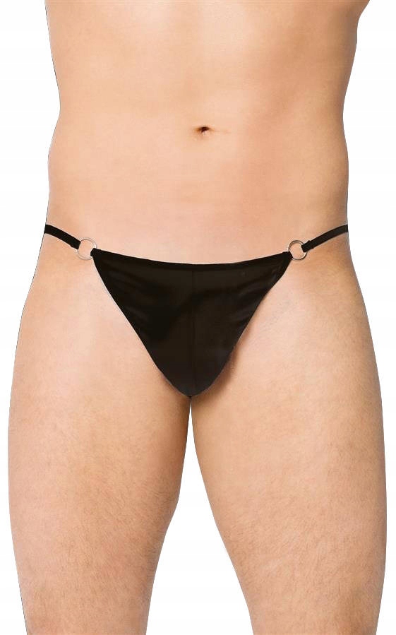 Męskie Klasyczne Czarne Stringi SoftLine 4420 S-L